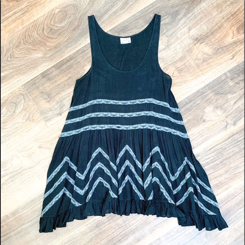 Free People Black Voile & Lace Trapeze dress